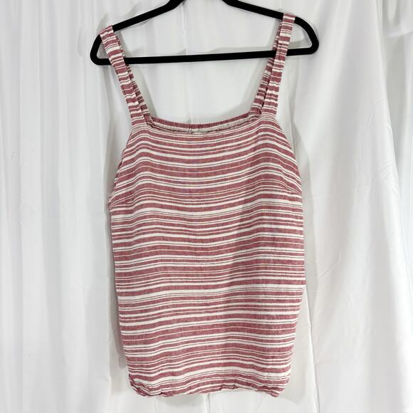 Cato XL linen blend spaghetti strap red and white tank - Picture 1 of 4